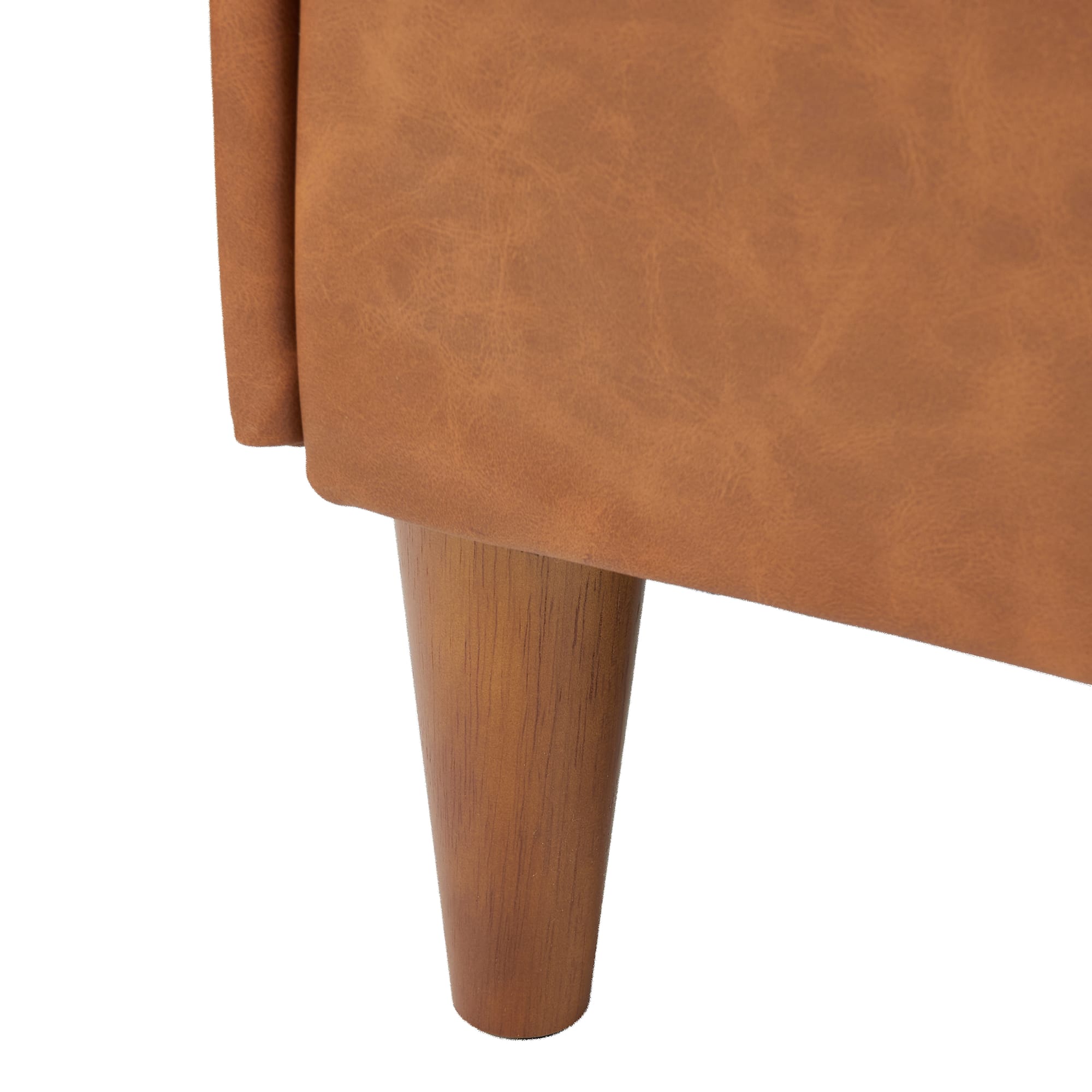 Hello Honey® Cognac Vegan Leather Bench with Storage